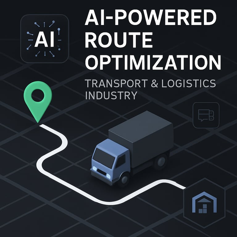 an aipowered route optimization grid for transport  logistics industry slick and modern design to use as a picture in a tech blog post-1