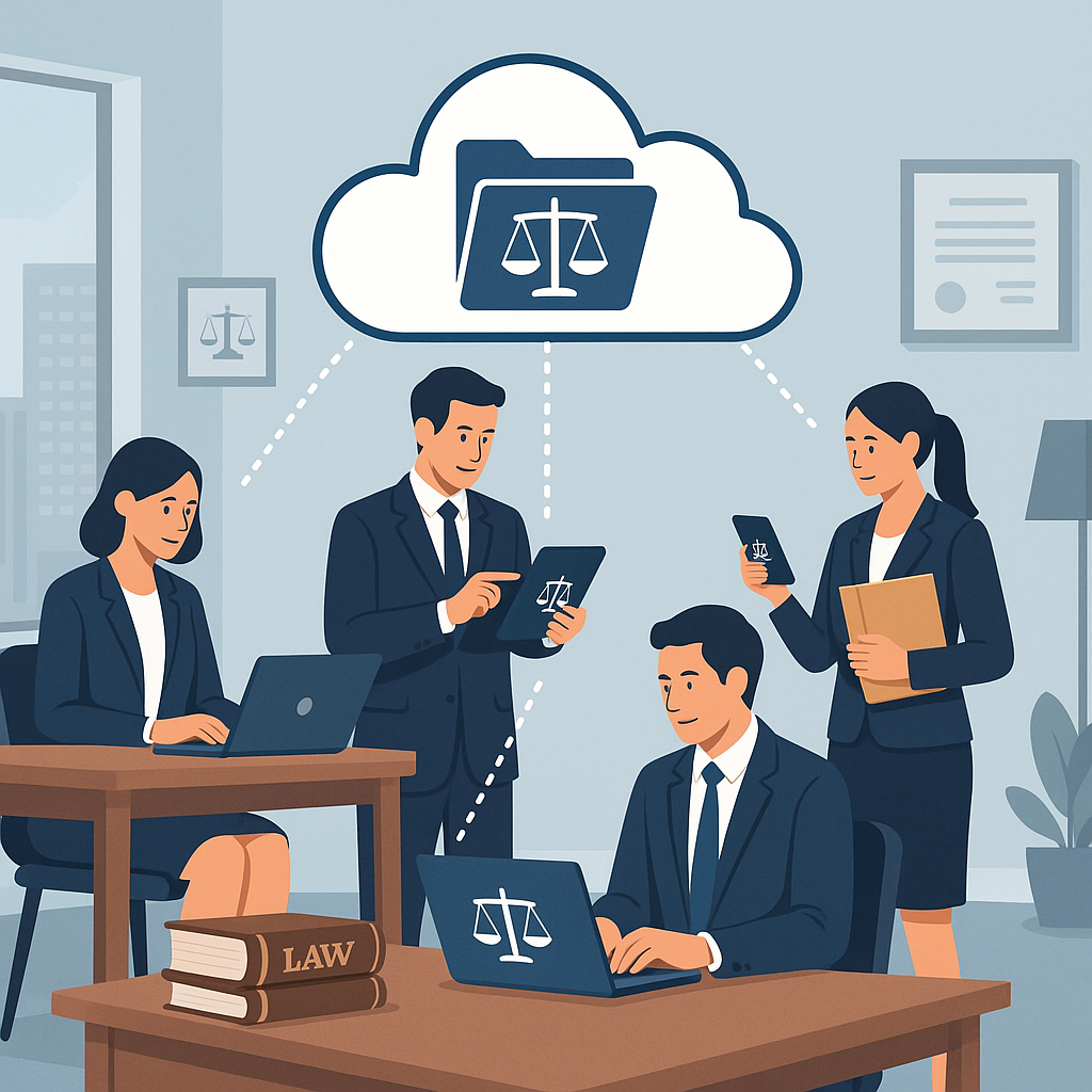 A modern law office environment with legal profess